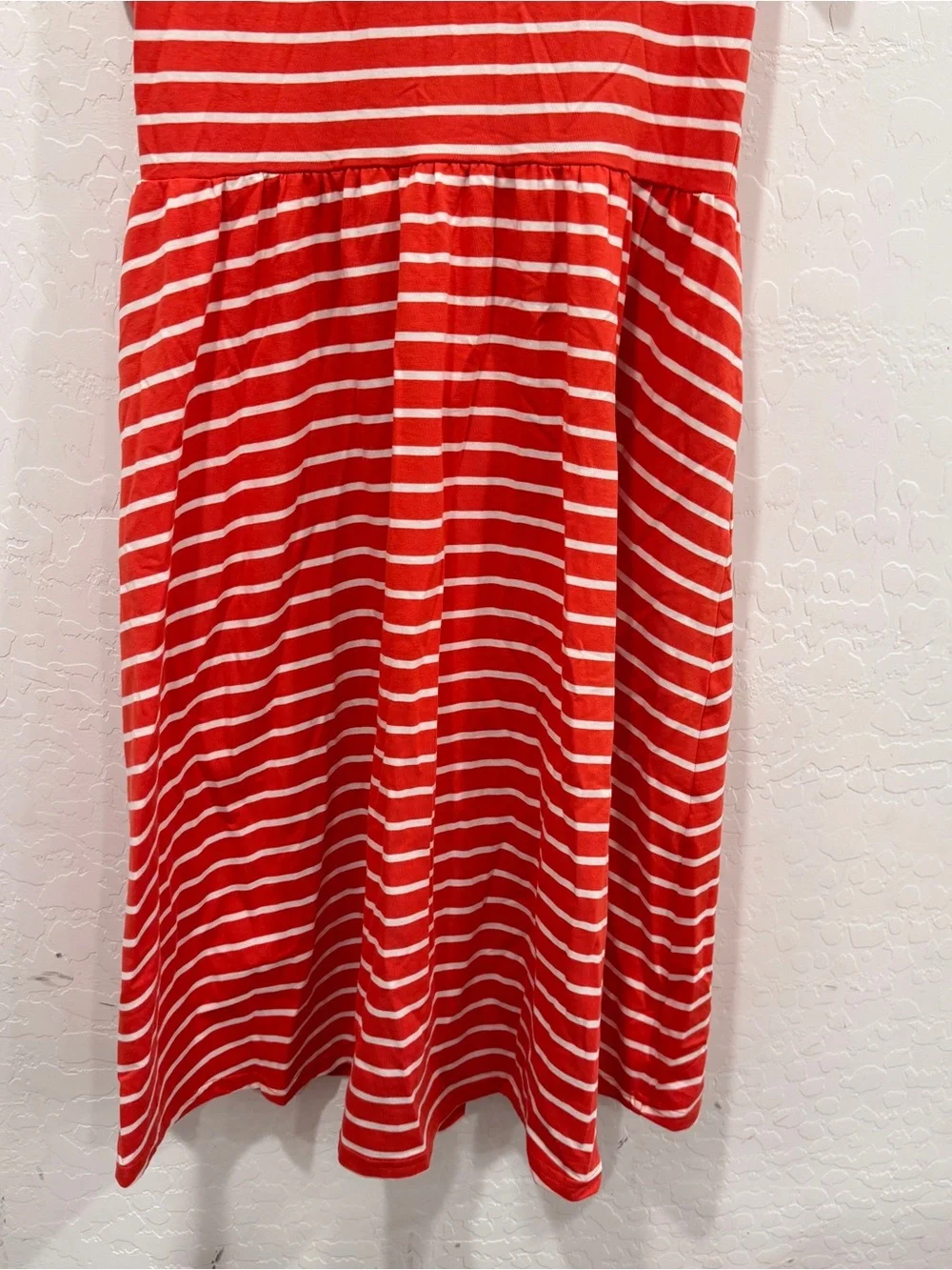 Pact Striped Midi Dress Womens Large Orange White Surplice V Neck Casual Summer